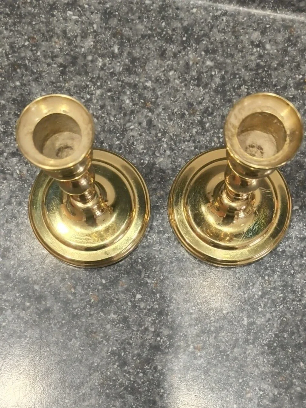 baldwin Polished Gold Brass Candlestick Pair